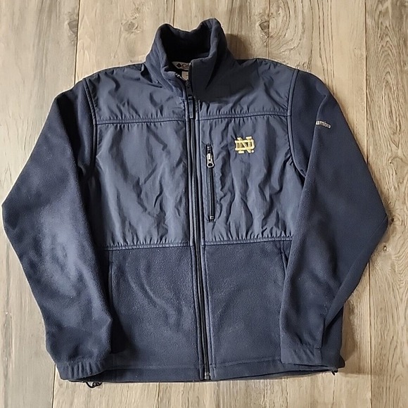Columbia Notre Dame Fighting Irish Sz S Fleece Jacket Coat Navy Blue - Picture 1 of 3